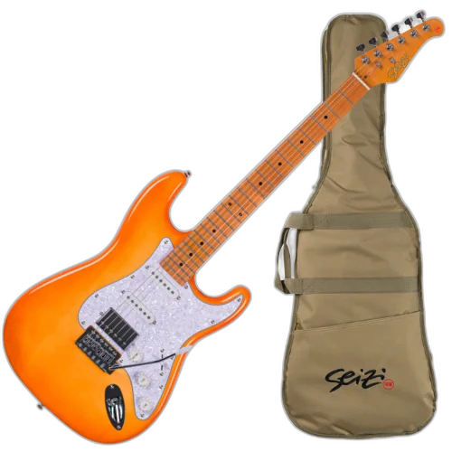 Guitarra Seizi Fun Vintage Budokan HSS Honeyburst com Captadores Chidori HSS Ponte Tremolo e Bag 10361267
