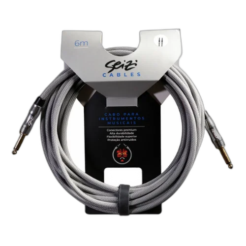 Cabo Seizi Cable Energy P10 x P10 Silver Grey 6m para Guitarra Violão Contrabaixo Ukulele 10360996