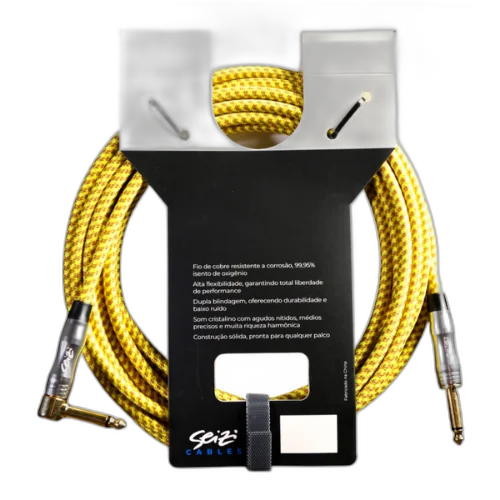 Cabo Seizi Cable Energy P10 x P10L Yellow Brown 6m para Guitarra Violão Contrabaixo Ukulele 10361009