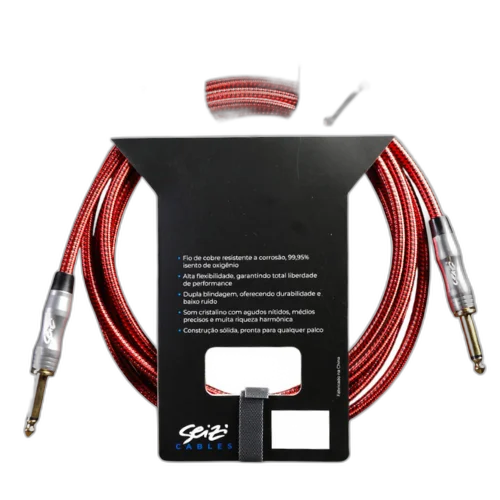Cabo Seizi Cable Energy P10 x P10 Red Black 6m para Guitarra Violão Contrabaixo Ukulele 10361016