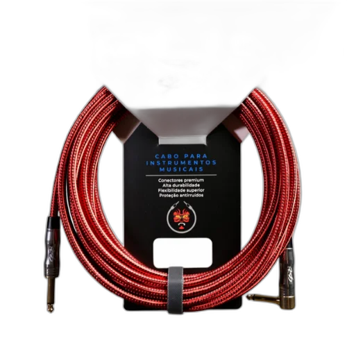 Cabo Seizi Cable Energy P10 x P10L Red Black 6m para Guitarra Violão Contrabaixo Ukulele 10361017