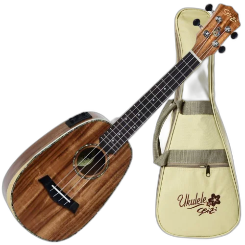 Ukulele Concerto Eletroacústico Seizi Bora Bora Plus Pineapple Concert Koa Nut e Rastilho em Osso Roseta e Friso em Abalone e Bag Deluxe 10360298