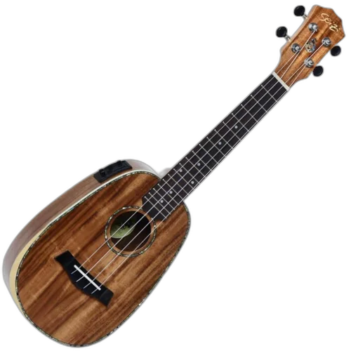 Ukulele Concerto Eletroacústico Seizi Bora Bora Plus Pineapple Concert Koa Nut e Rastilho em Osso Roseta e Friso em Abalone e Bag Deluxe 10360298