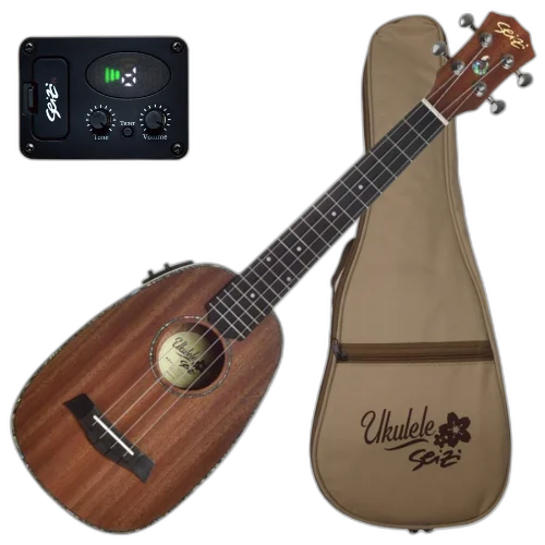 Ukulele Tenor Eletroacústico Seizi Maui Plus Pineapple Tenor Sapele Nut e Rastilho em Osso Roseta e Friso em Abalone e Bag Deluxe 10360366