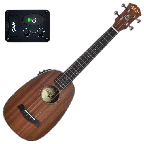 Ukulele Tenor Eletroacústico Seizi Maui Plus Pineapple Tenor Sapele Nut e Rastilho em Osso Roseta e Friso em Abalone e Bag Deluxe 10360366