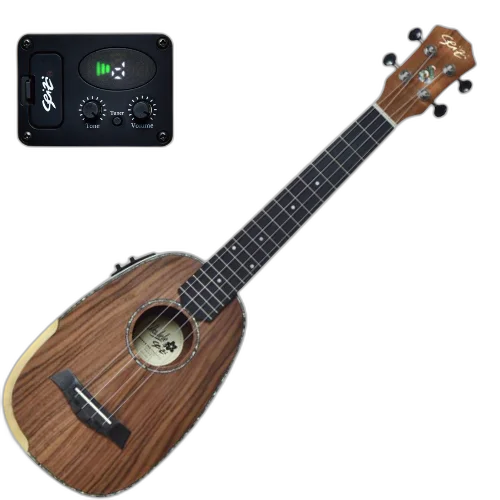 Ukulele Tenor Eletroacústico Seizi Bora Bora Plus Pineapple Tenor Koa Nut e Rastilho em Osso Roseta e Friso em Abalone e Bag Deluxe 10360369