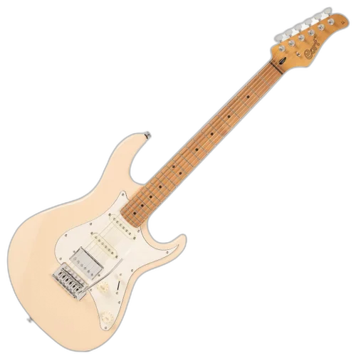 Guitarra Cort G200SE Aged Cream com Corpo Poplar Braço Roasted Maple Bolt-On Escala Roasted Maple Captadores Cort Powersound HSS Ponte 6-Point Vintage-Style Tremolo 22 Trastes