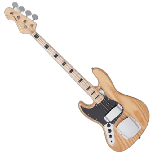 Contrabaixo Vintage Reissued LVJ74NAT Canhoto Maple Ash NT com Corpo Ash Braço Hard Maple Parafusado Escala Maple 2 Captadores Single Coil Wilkinson WOJB Ponte Wilkinson Compensada 4 Saddles