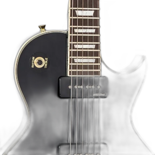 Guitarra Vintage Reissued V100 PBB LP Gold Hard Gloss Black com Corpo Mahogany Top Maple Carved Braço Mahogany Set Neck Escala Rosewood 2 Captadores Humbucker Wilkinson Ponte Tune-O-Matic