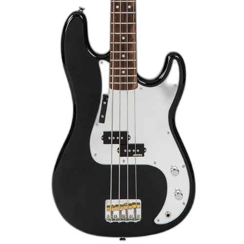 Contrabaixo Vintage V4 Reissued Rocker Black Mirror Scratchplate com Corpo Alder Braço Maple Escala Rosewood 20 Trastes Captador Single Coil Wilkinson Ponte Wilkinson Four Saddle