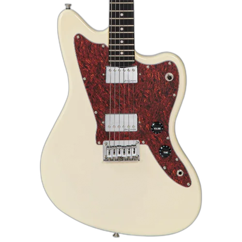 Guitarra Vintage V50 Coaster Series Vintage White com Corpo Basswood Braço Maple Escala Rosewood 22 Trastes 2 Humbuckers Entwistle Ponte Hardtail
