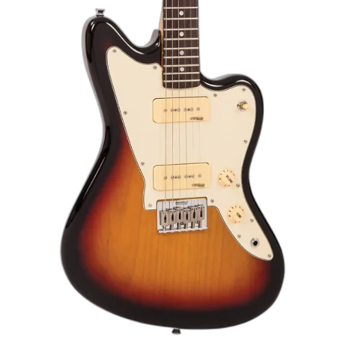 Guitarra Vintage V65 Reissued Hardtail Tobacco Sunburst com Corpo Alder Braço Maple Escala Rosewood 22 Trastes 2 Captadores Soapbar Wilkinson Ponte Hardtail