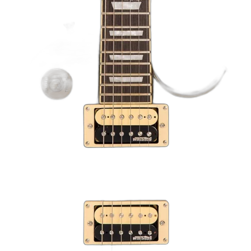 Guitarra Vintage V100T Reissued Flamed Thru Black com Corpo Mogno Braço Mogno Escala Rosewood 22 Trastes 2 Humbuckers Wilkinson Ponte TOM