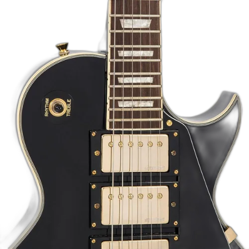 Guitarra Vintage V1003 Reissued Boulevard Black com Corpo Mogno Braço Mogno Escala Rosewood 22 Trastes 3 Humbuckers Wilkinson Ponte TOM