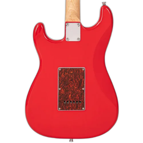 Guitarra Vintage V60 Coaster Series Gloss Red com Corpo Paulownia Braço Maple Escala Rosewood 22 Trastes 3 Captadores Single Coil Entwistle Ponte Vibrato