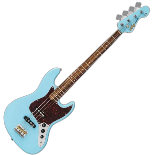Contrabaixo Vintage VJ74 Reissued Laguna Blue com Corpo Alder Braço Maple Escala Rosewood 20 Trastes 2 Single Coil Wilkinson Ponte Wilkinson Four Saddle