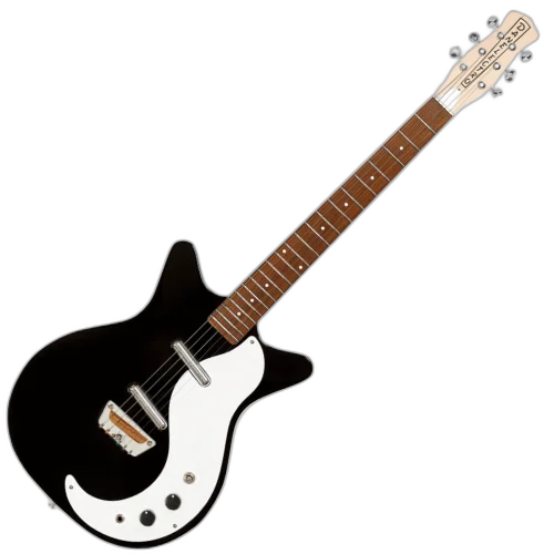 Guitarra Danelectro Stock '59 Black com Captadores Lipstick Single-Coil Corpo Shorthorn Semi-Oco e Ponte Wraparound