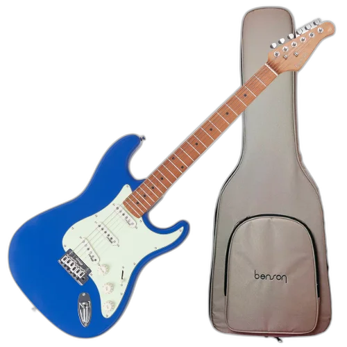 Guitarra Benson Hardy HD 901 SNB MGPG Sonic Blue com Captadores Wilkinson Alnico 5 Single-Coil Ponte Wilkinson Tremolo 2 Pivôs Pickguard Mint Green e Bag