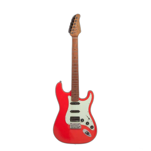 Guitarra Benson Hardy HD 902 FRD MGPG Fiesta Red com Captadores Wilkinson Alnico 5 HSS Ponte Wilkinson Tremolo 2 Pivôs Pickguard Mint Green e Bag