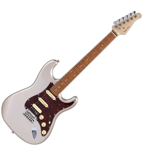 Guitarra Benson Hardy HD 902 CG Cinza com Captadores Wilkinson Alnico 5 HSS Ponte Wilkinson Tremolo 2 Pivôs Pickguard Tortoise e Bag