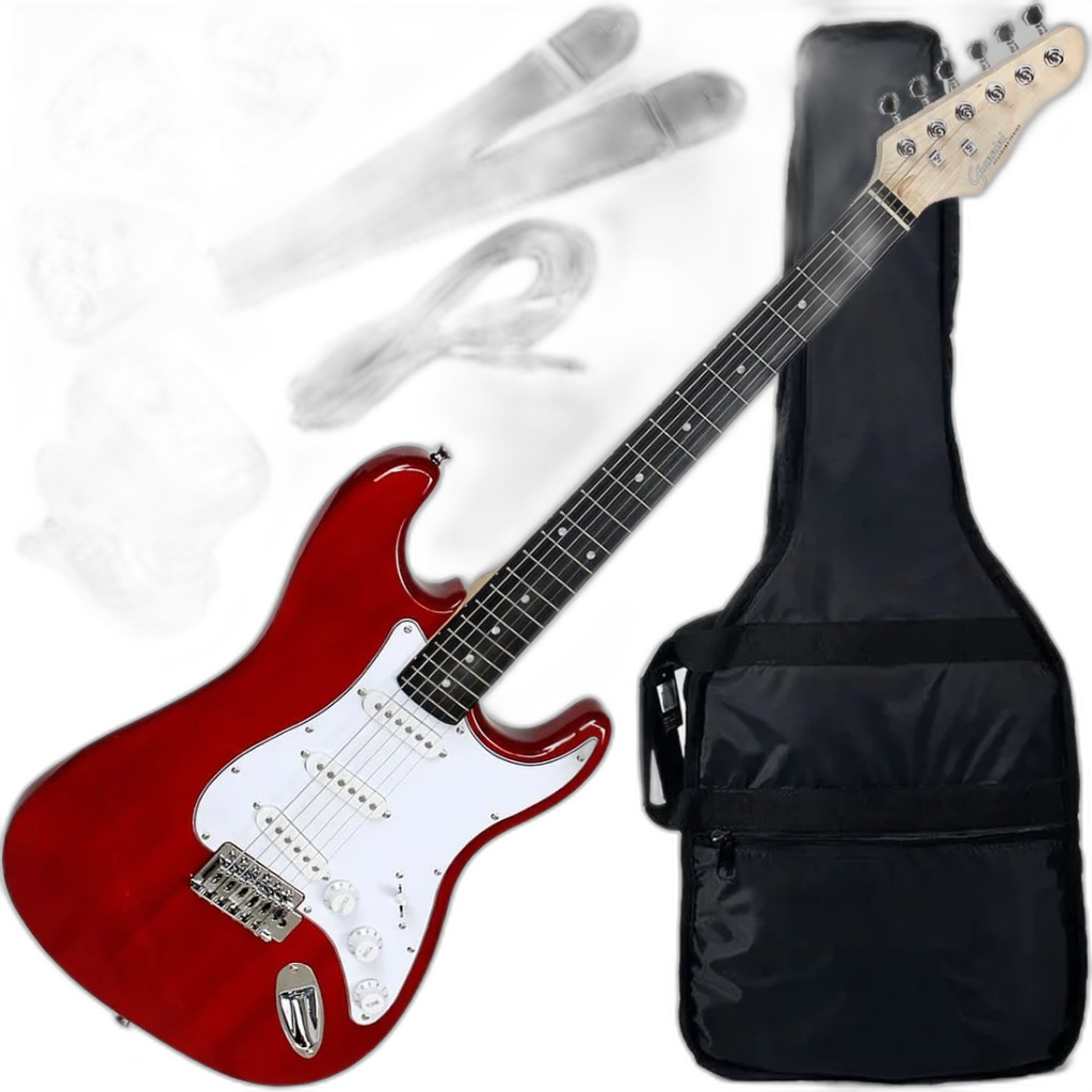 Kit Guitarra Elétrica Stratocaster Giannini G100 TRD/WH Vermelha Gx01