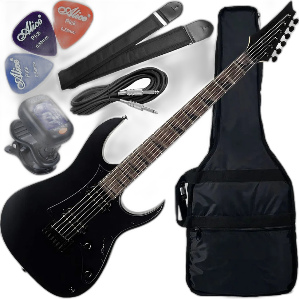 Kit Guitarra Ibanez Gio GRGR-131 EX HH Black Flat BKF Gx01