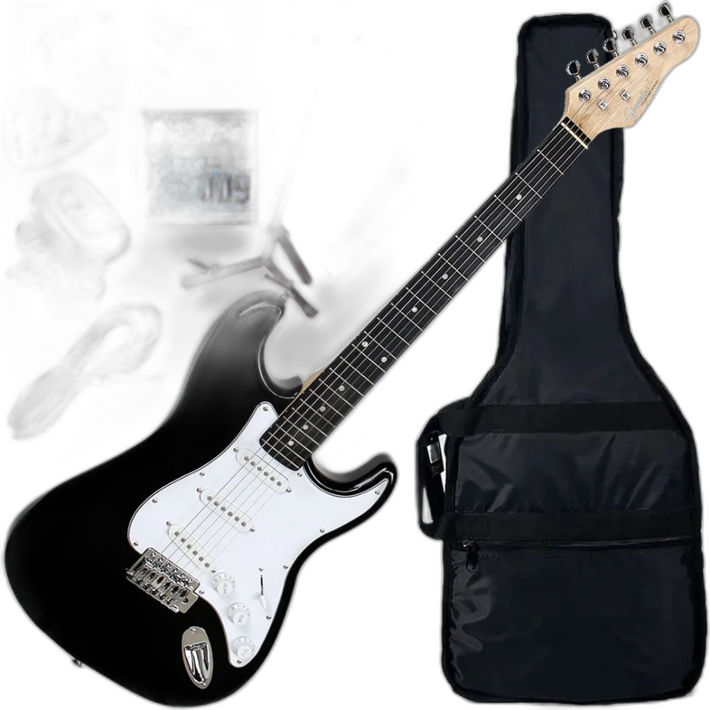 Kit Guitarra Elétrica Stratocaster Giannini G100 BK/WH Preto Gx02