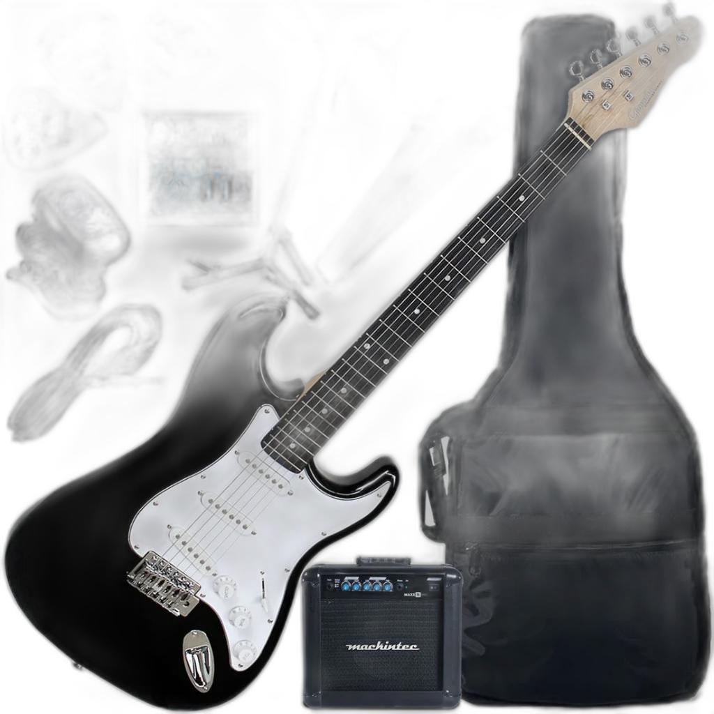 Kit Guitarra Elétrica Strato Giannini G100 Bk/Wh Preto Gx03