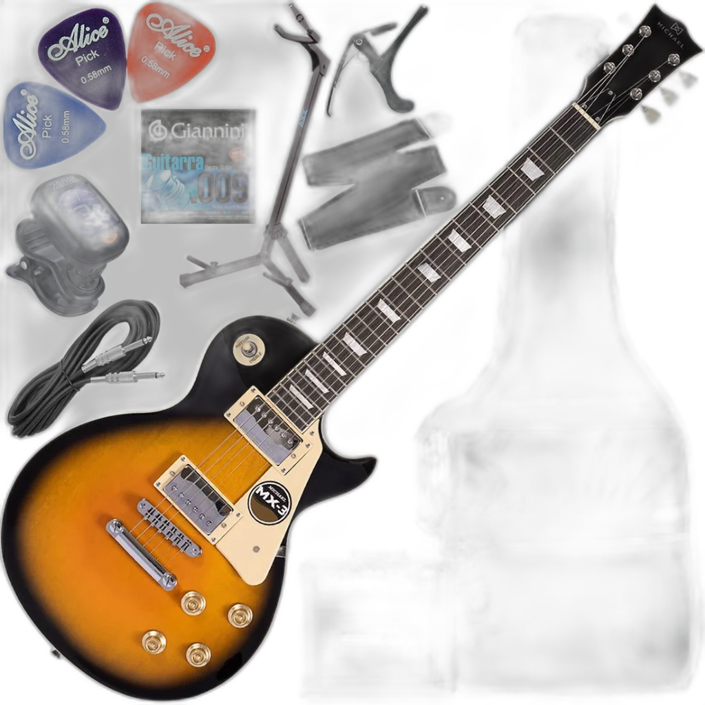 Kit Guitarra Les Paul Strike Michael Gm750N Vs Sunburst Gx03