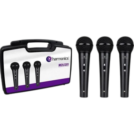 Kit De Microfone Harmonics MDU201 Com 3 Microfones Dinâmico Cardióide - KI / 3