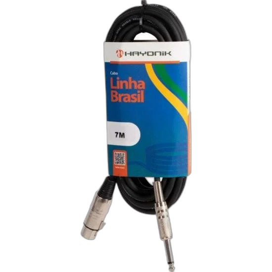 Cabo para Microfone Linha BRASIL XLR(F) X P10 7M Preto HAYONIK