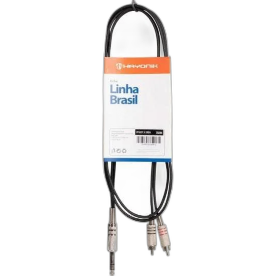 Cabo de Áudio Linha Brasil P10 Estéreo X 2 RCA 1,8m Preto HAYONIK