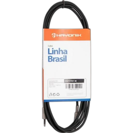 Cabo de Áudio Linha Brasil P2 Estéreo X P2 Estéreo 5M Preto HAYONIK