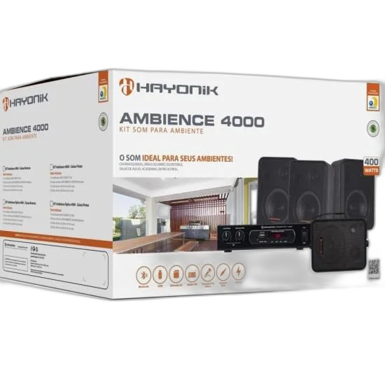 Kit de Som Para Ambiente Hayonik Ambience 4000 V2 Preto