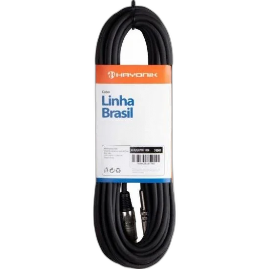 Cabo para Microfone Linha BRASIL XLR(F) X P10 10M Preto HAYONIK