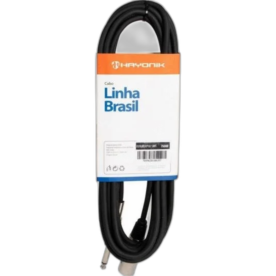 Cabo para Áudio Linha BRASIL XLR(M) X P10 5m Preto HAYONIK