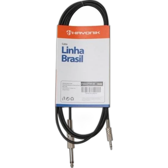 Cabo de Áudio Linha Brasil P2 Estéreo X 1 P10 Mono 2m Preto HAYONIK