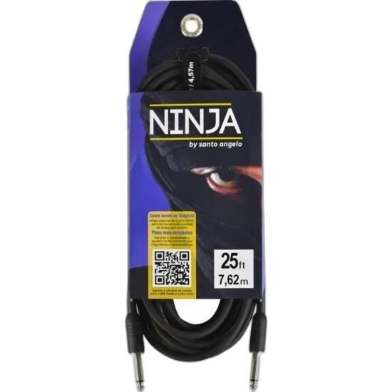 Cabo Para Guitarra 7,62m Ninja Preto Santo Angelo