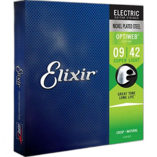 Encordoamento Para Guitarra .009 Super Light Optiweb 19002 Elixir