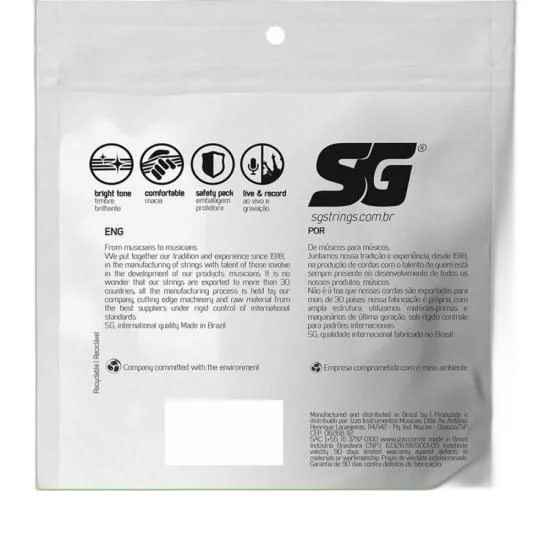 Encordoamento Para Baixo 6 Cordas 0.32 Light SG
