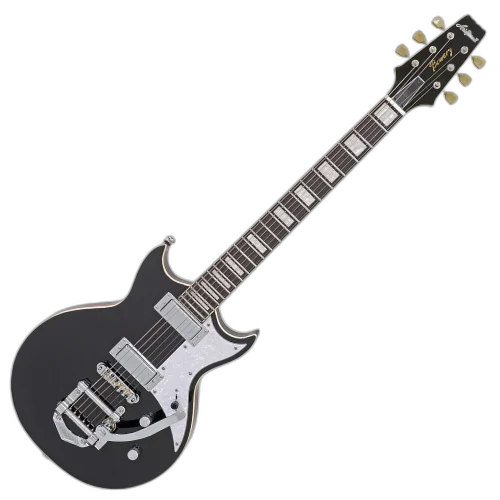 Guitarra Semiacústica Aria Pro II 212-MK2 Bowery Black com Captação Mini Humbucker e Bigsby
