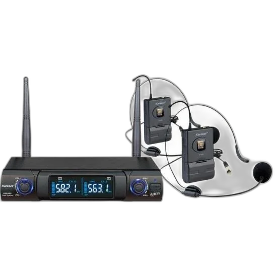 Microfone Sem Fio Headset Duplo Karsect KS248DH Preto - Qualidade de Som Profissional e Conforto Inigualável