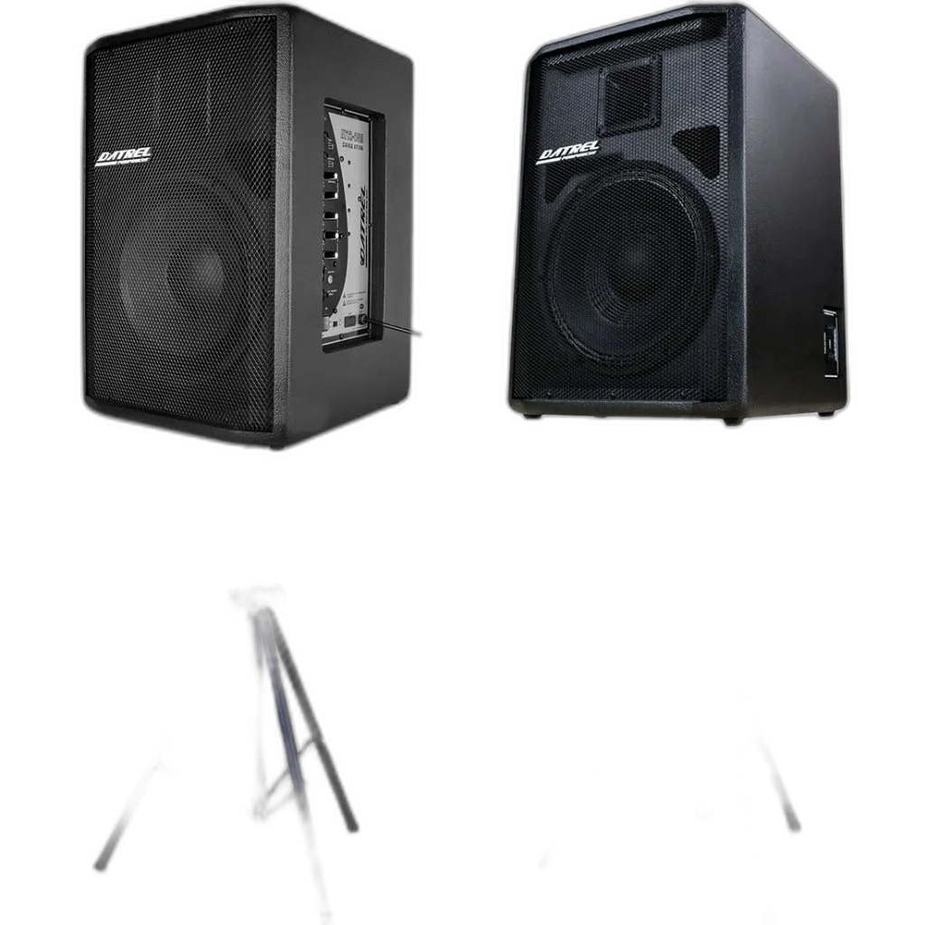 Kit Caixa De Som Ativa Passiva Datrel At12.250 500w Rms + 2 Tripe + Cabo P10