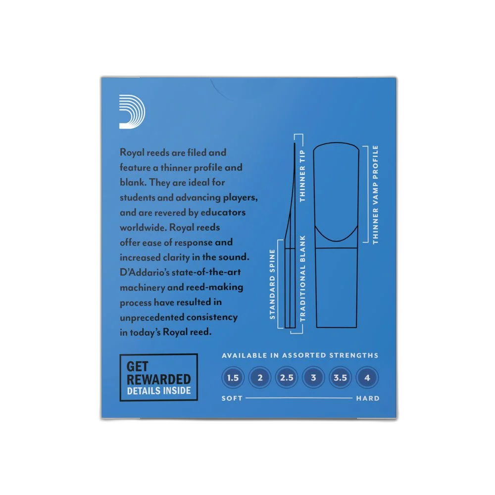Palheta Sax Soprano 2.5 (10 Peças) D Addario Royal RIB1025