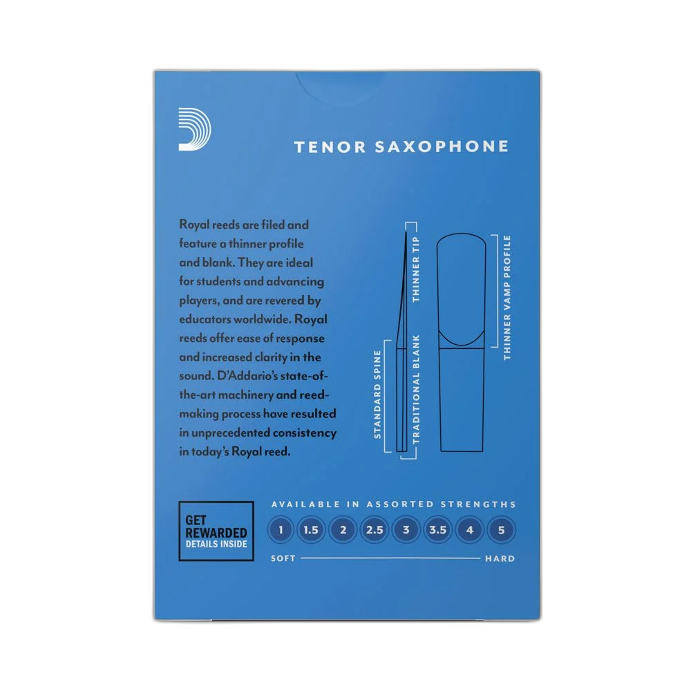 Palheta Sax Tenor 1.5 (10 Unidades) D Addario Royal RKB1015