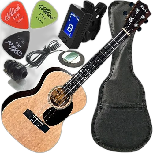 Kit Ukulele Eletroacústico Tenor Nylon + Escudo Shelby Su25r
