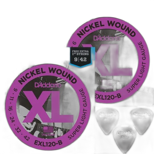 Kit 2 Encordoamento D'addario Para Guitarra Exl120 + Palheta