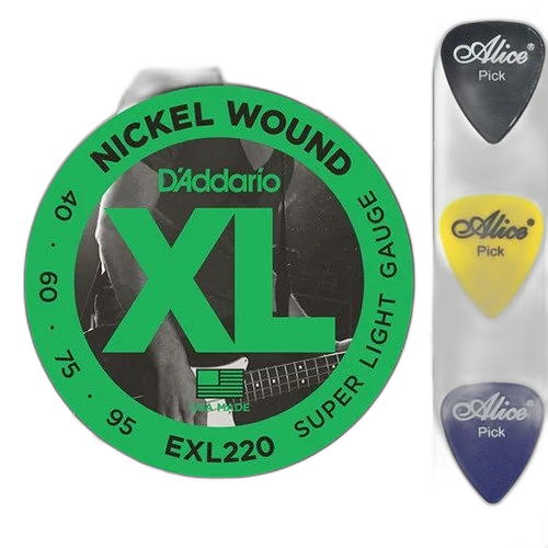 Encordoamento D'addario Exl220 Para Baixo 4 Corda + Palhetas