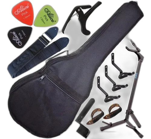Kit Capa Acolchoada Violão Folk c/ Suporte G3s + Acessórios