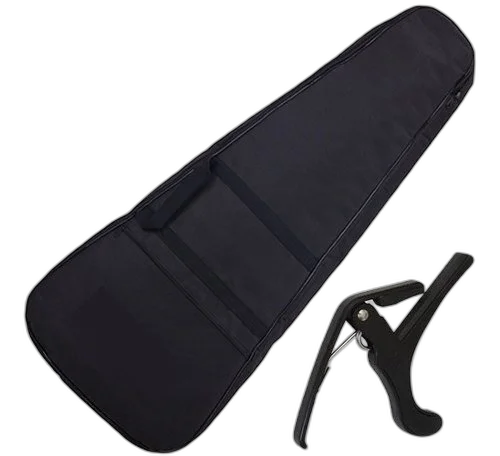 Kit Capa Para Violão Clássico Acolchoada Nylon + Capotraste